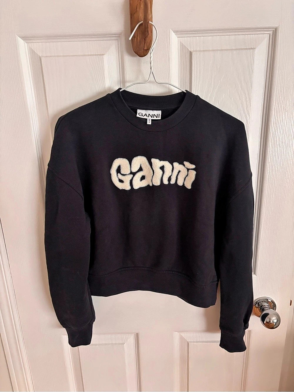GANNI Software Isoli Boucle Logo Sweatshirt Black XXS